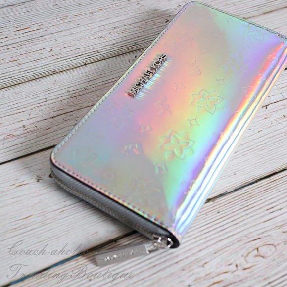 NWT Michael Kors Iridescent Hologram Zip Wallet - Picture 5 of 8